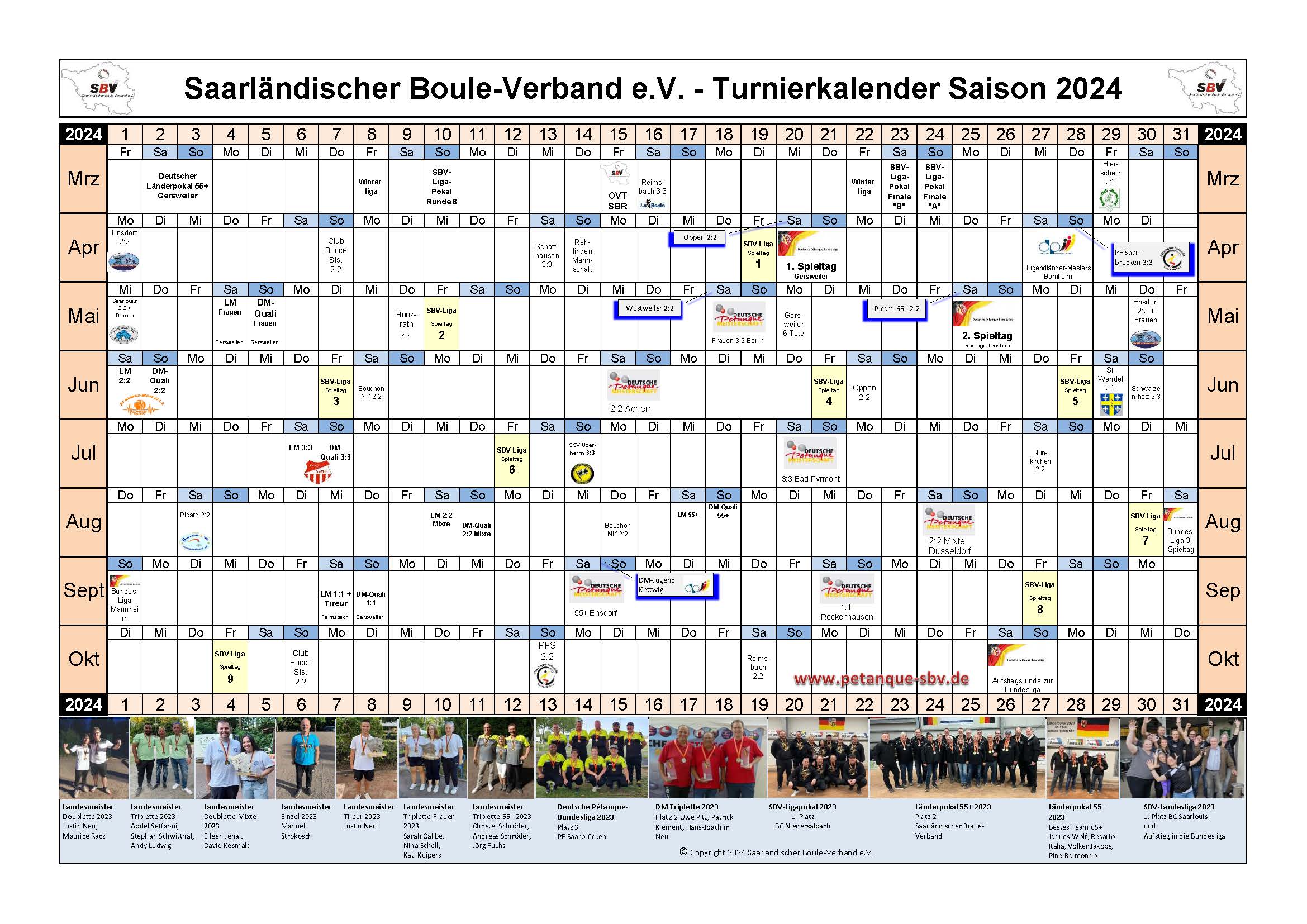 SBV Turnier Kalender 2024