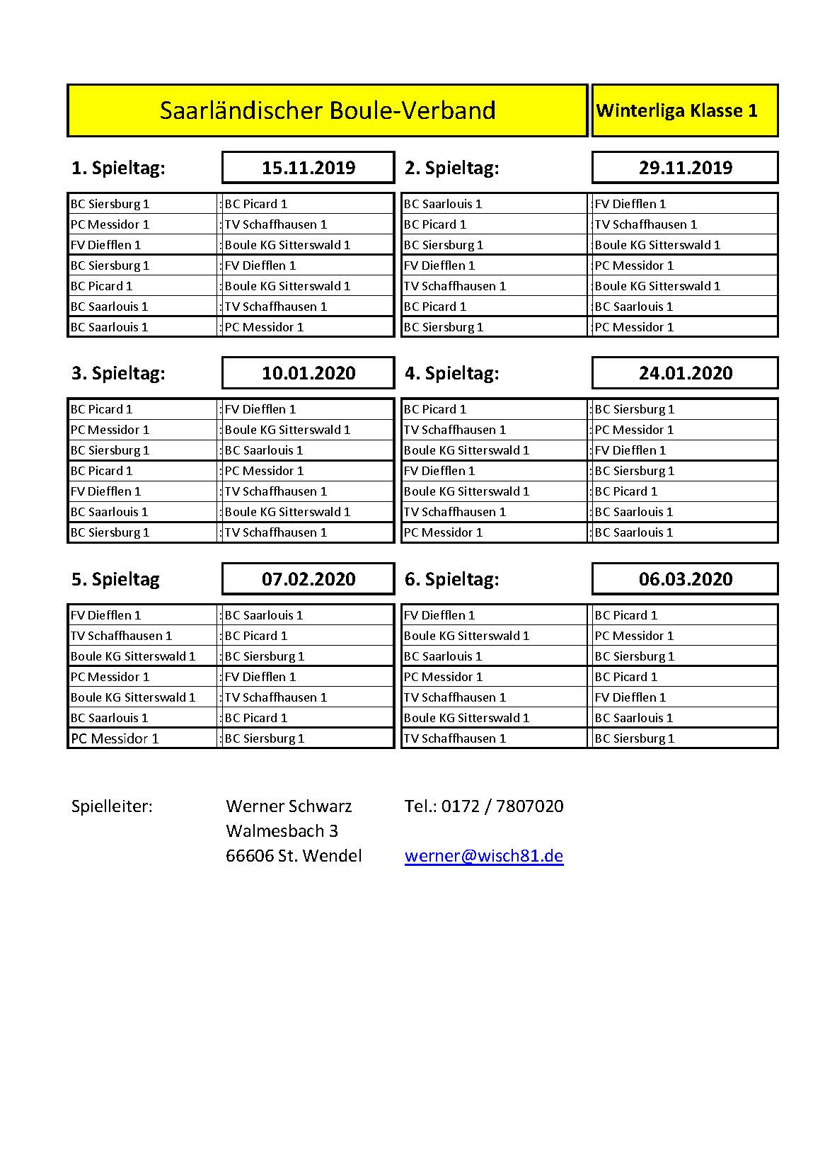 2019 20 Spieltag Klasse 1 WL